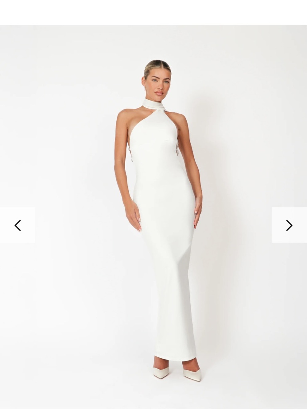 Sleek White Halter Maxi Dress